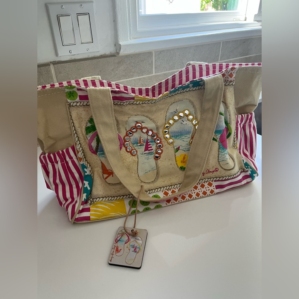 Sandy Clough Beach Tote with Yellow Accents